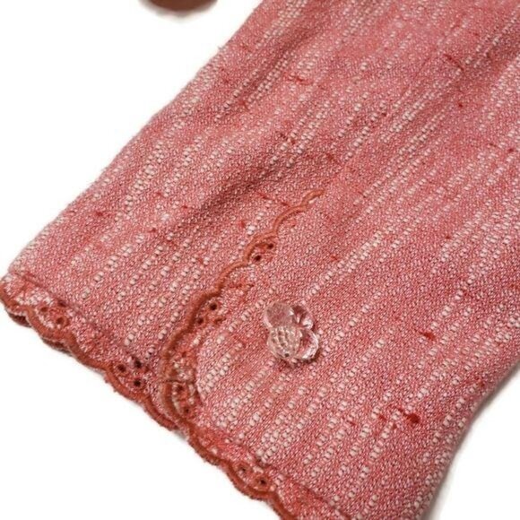 Tahari Pink Tweed Womens Blazer Jacket Size 6 decorative button front lace trim - Picture 6 of 10